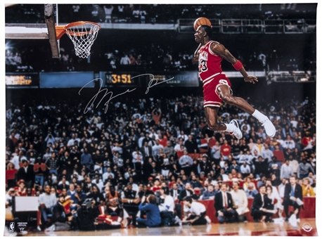 Michael Jordan Signed 30x40" "1988 Slam Dunk" Poster (UDA) 